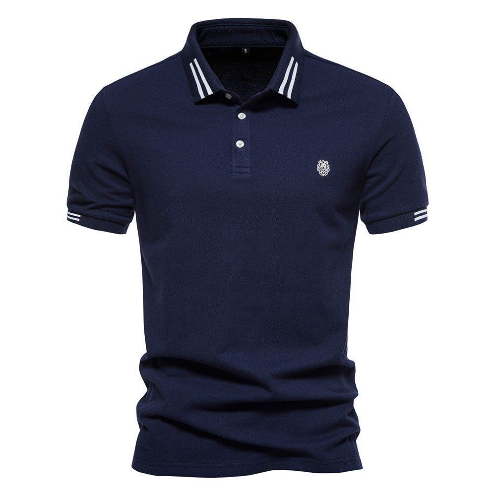 Men's Fashion Casual Polo Collar Striped Design Short Sleeve Top - Jointcorp