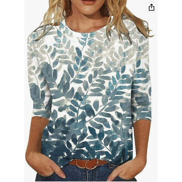 Women's Fashion Slim Fit Slimming Round Neck Printed Top