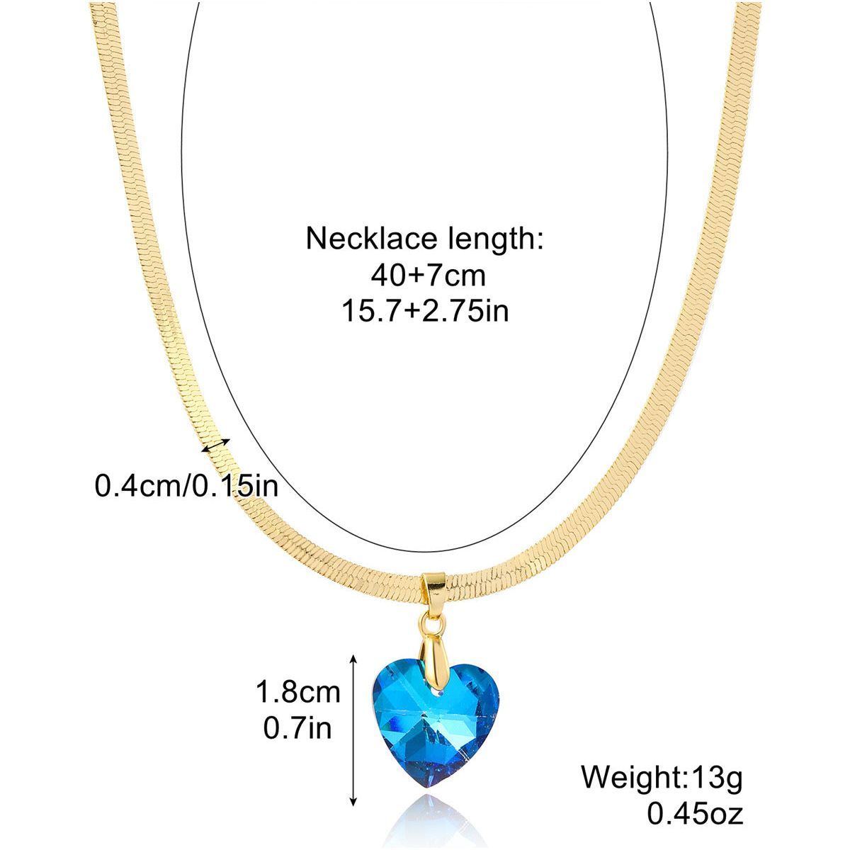 Women's Fashion Simple Color Crystal Pendant Love Necklace - Jointcorp