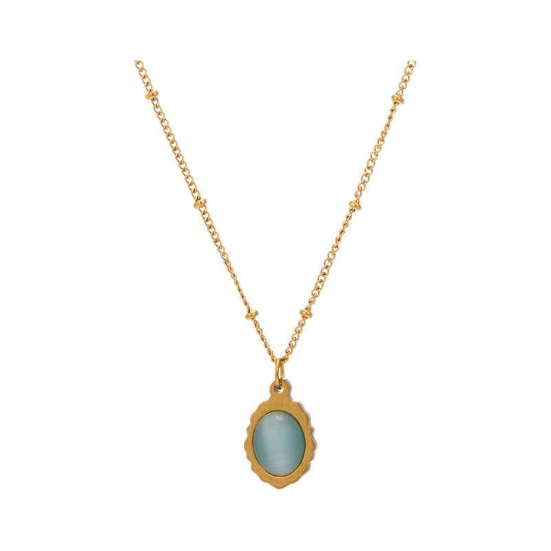 Women's Fashion All-matching Opal Titanium Steel Pendant Necklace - Jointcorp