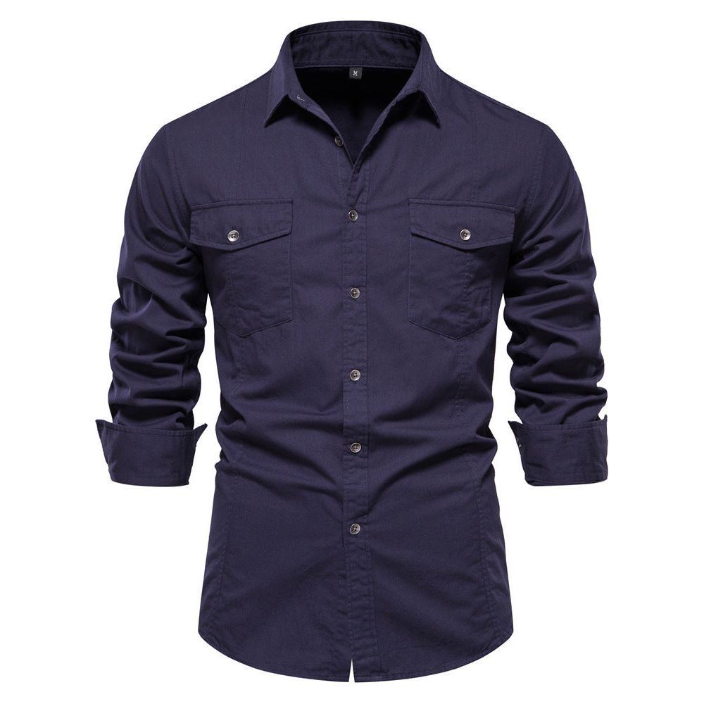 Men's Fashion Casual Solid Color Long Sleeve Shirt - Jointcorp