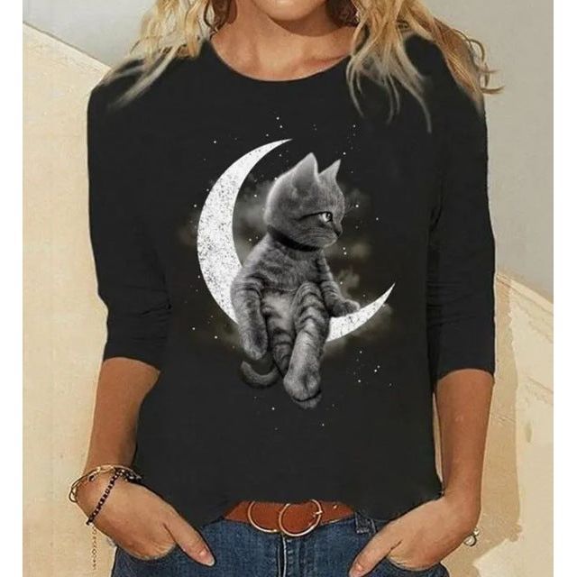 Women's Fashion Slim Fit Slimming Round Neck Printed Top