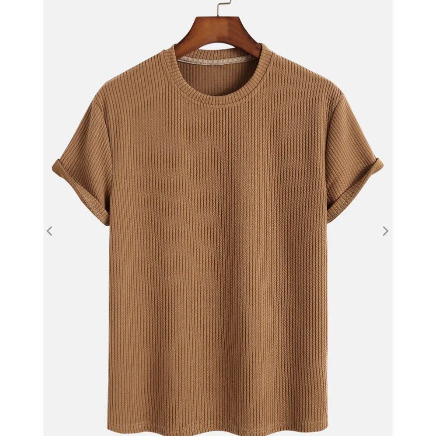 Men's Fashion Solid Color Loose Round Neck T-shirt - Jointcorp