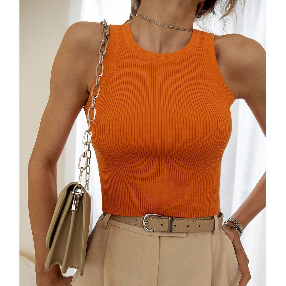 Women's Fashion Temperament Pure Color Slim Thread Inner Wear Blouse