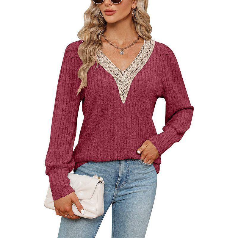 Sunken Stripe Brushed Loose Long-sleeved T-shirt