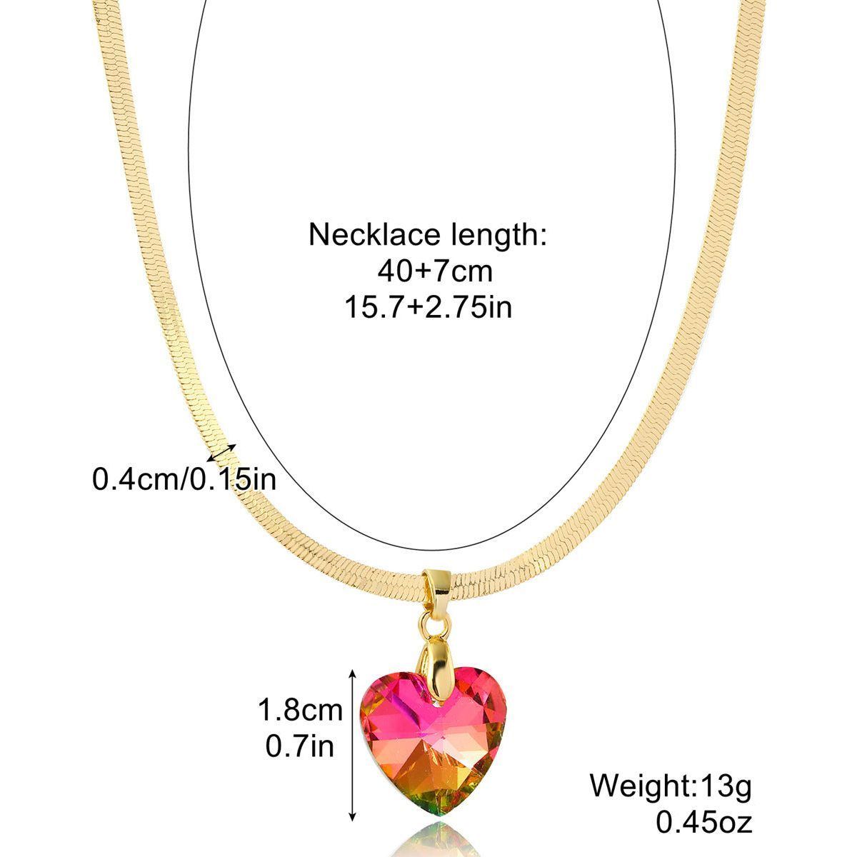 Women's Fashion Simple Color Crystal Pendant Love Necklace - Jointcorp