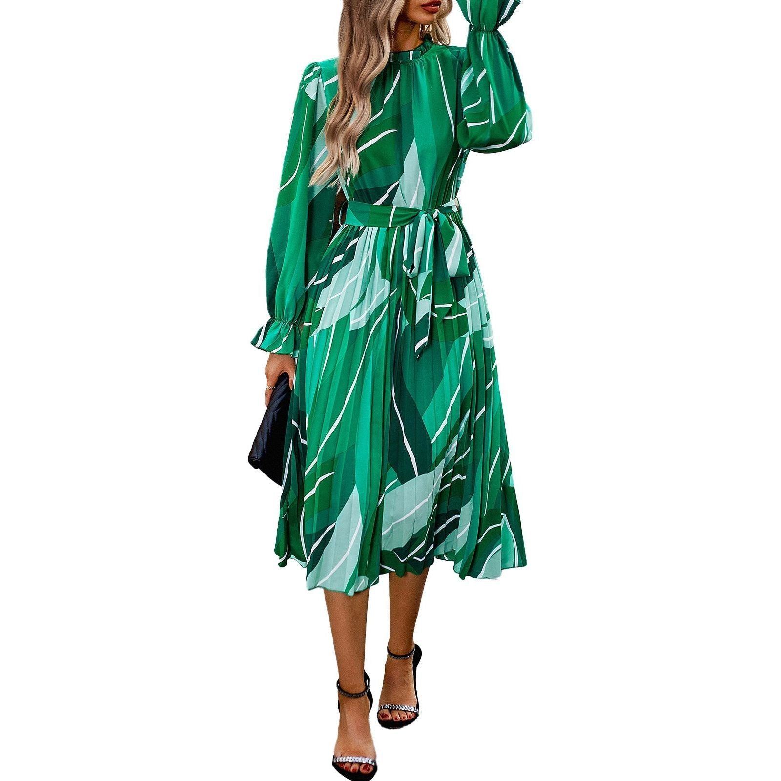 Women's Fashionable Round Neck Printed Dress - Jointcorp