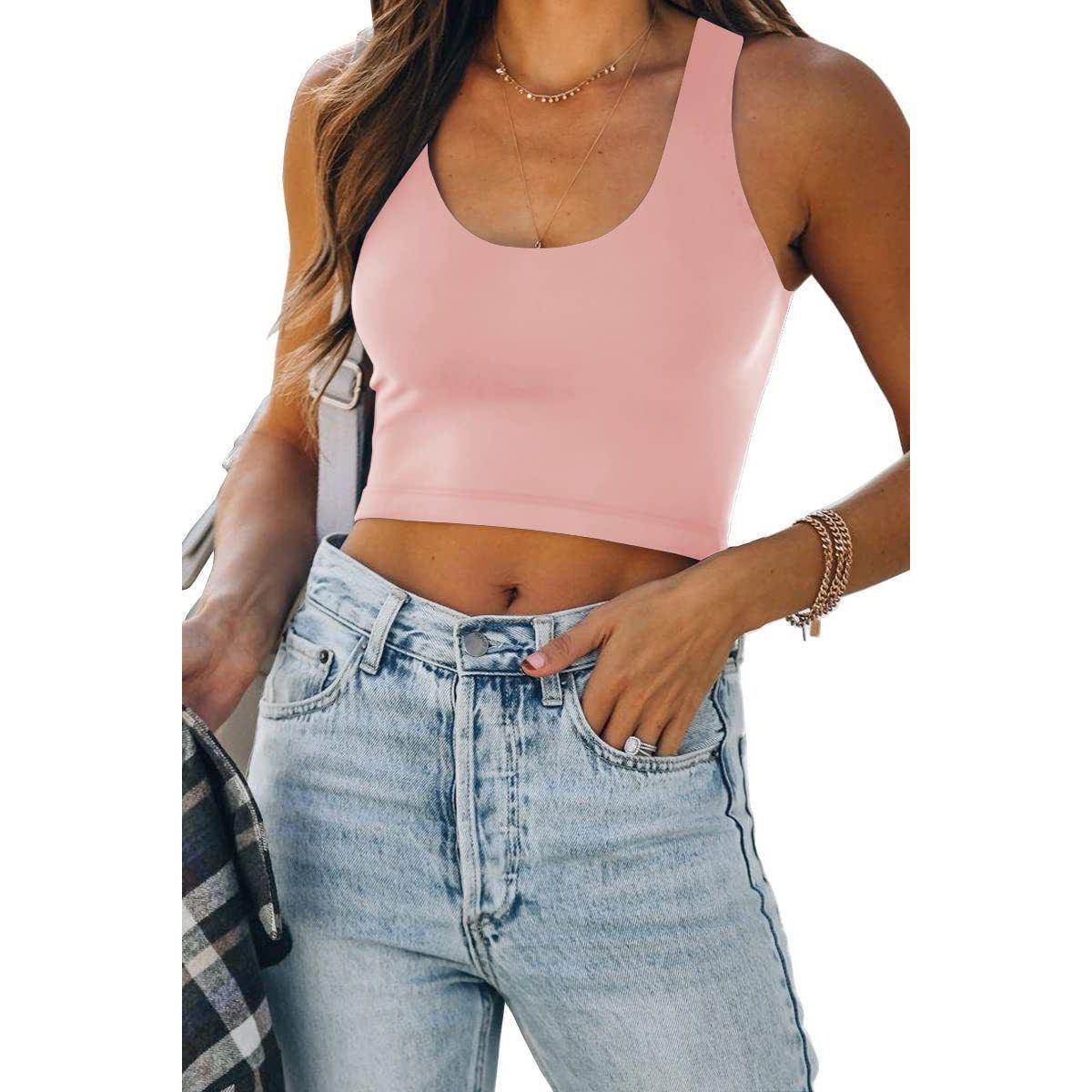 Sleeveless U-collar I-shaped Vest Casual