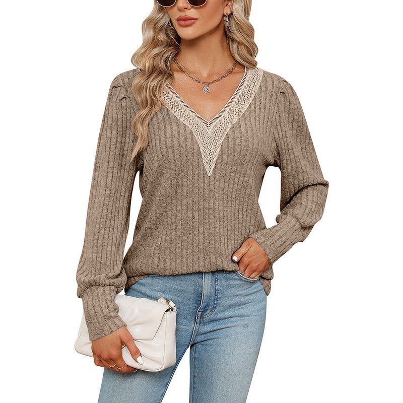 Sunken Stripe Brushed Loose Long-sleeved T-shirt