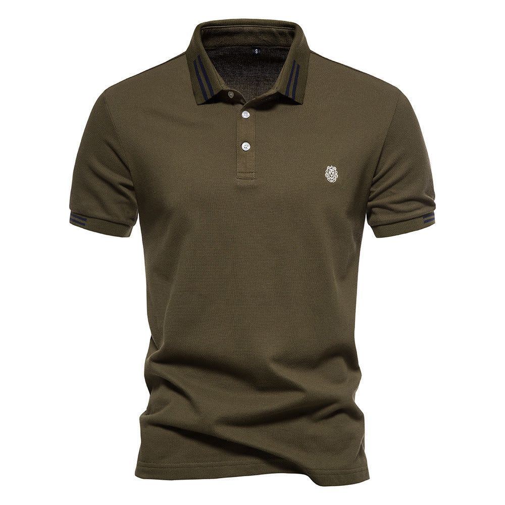 Men's Fashion Casual Polo Collar Striped Design Short Sleeve Top - Jointcorp