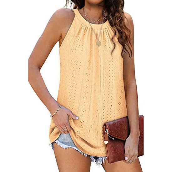 New Women's Vest Shirt Loose High Collar Sleeveless Hollow Top