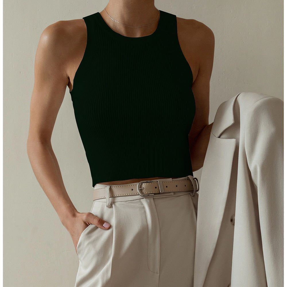 Women's Fashion Temperament Pure Color Slim Thread Inner Wear Blouse