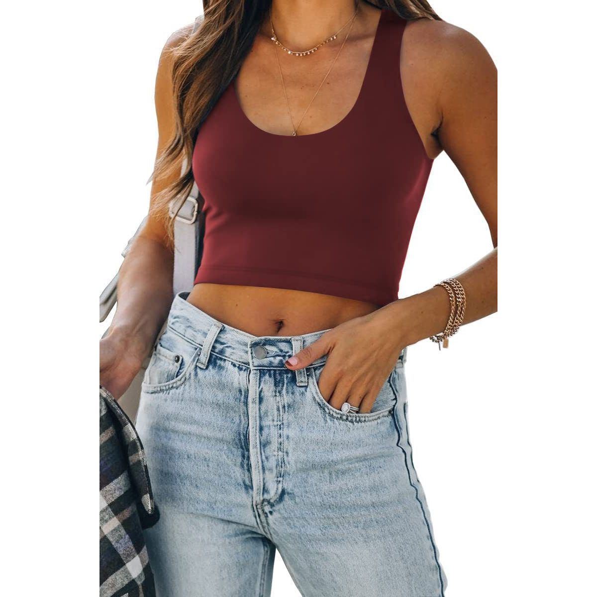 Sleeveless U-collar I-shaped Vest Casual