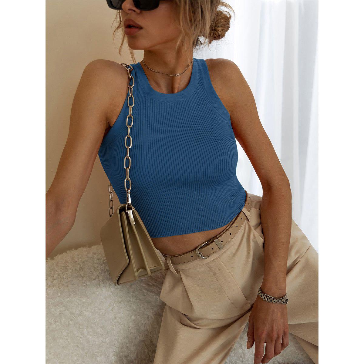 Women's Fashion Temperament Pure Color Slim Thread Inner Wear Blouse