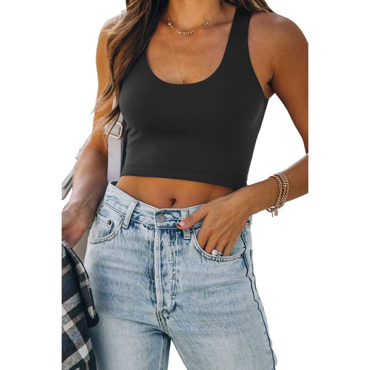 Sleeveless U-collar I-shaped Vest Casual