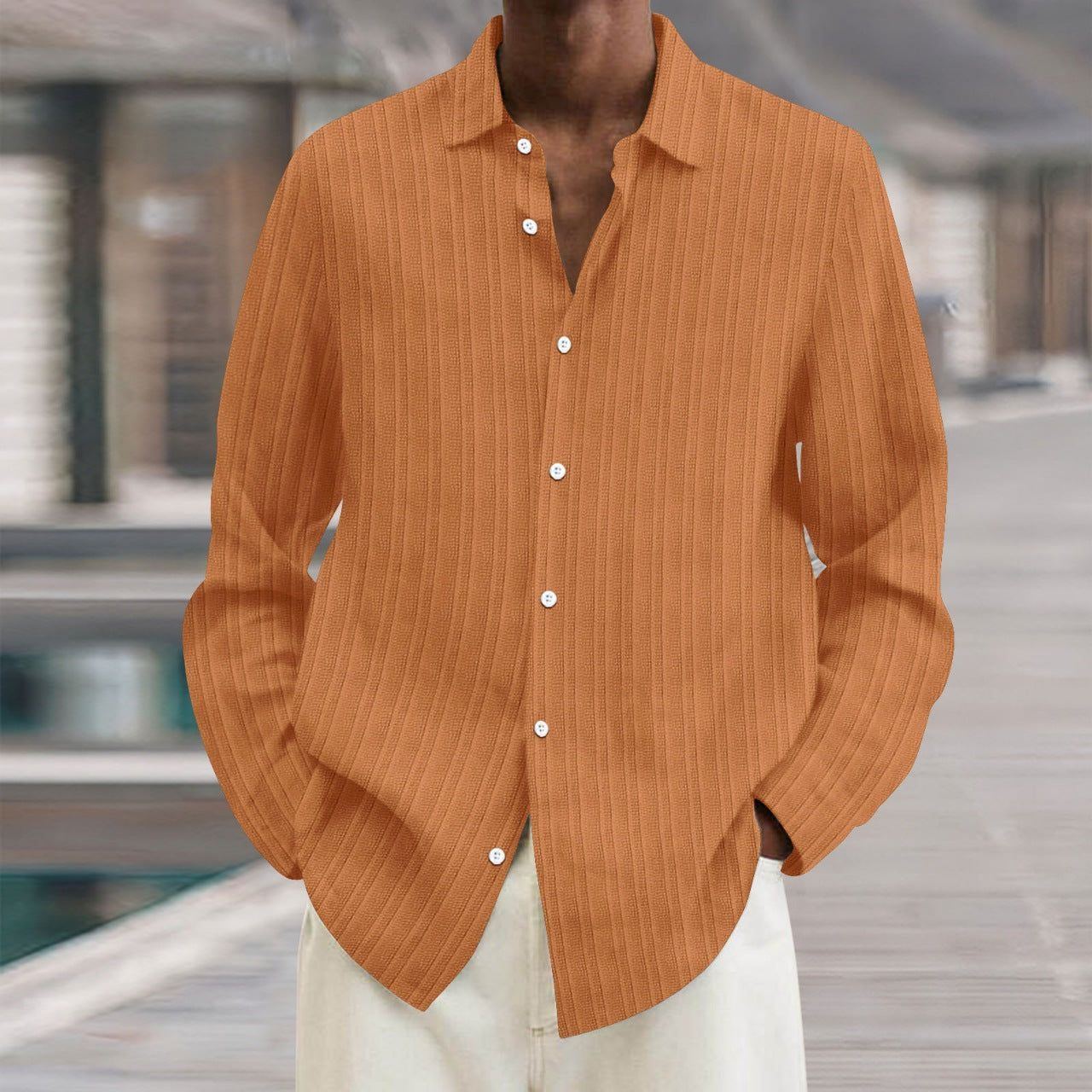 Four Seasons Long Sleeve Lapel Loose Button Shirt