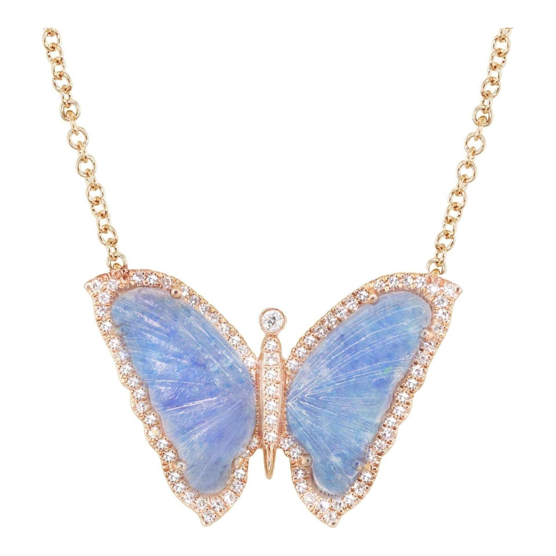 Acrylic Small Butterfly Oil Dripping Full Zirconium Necklace - Jointcorp