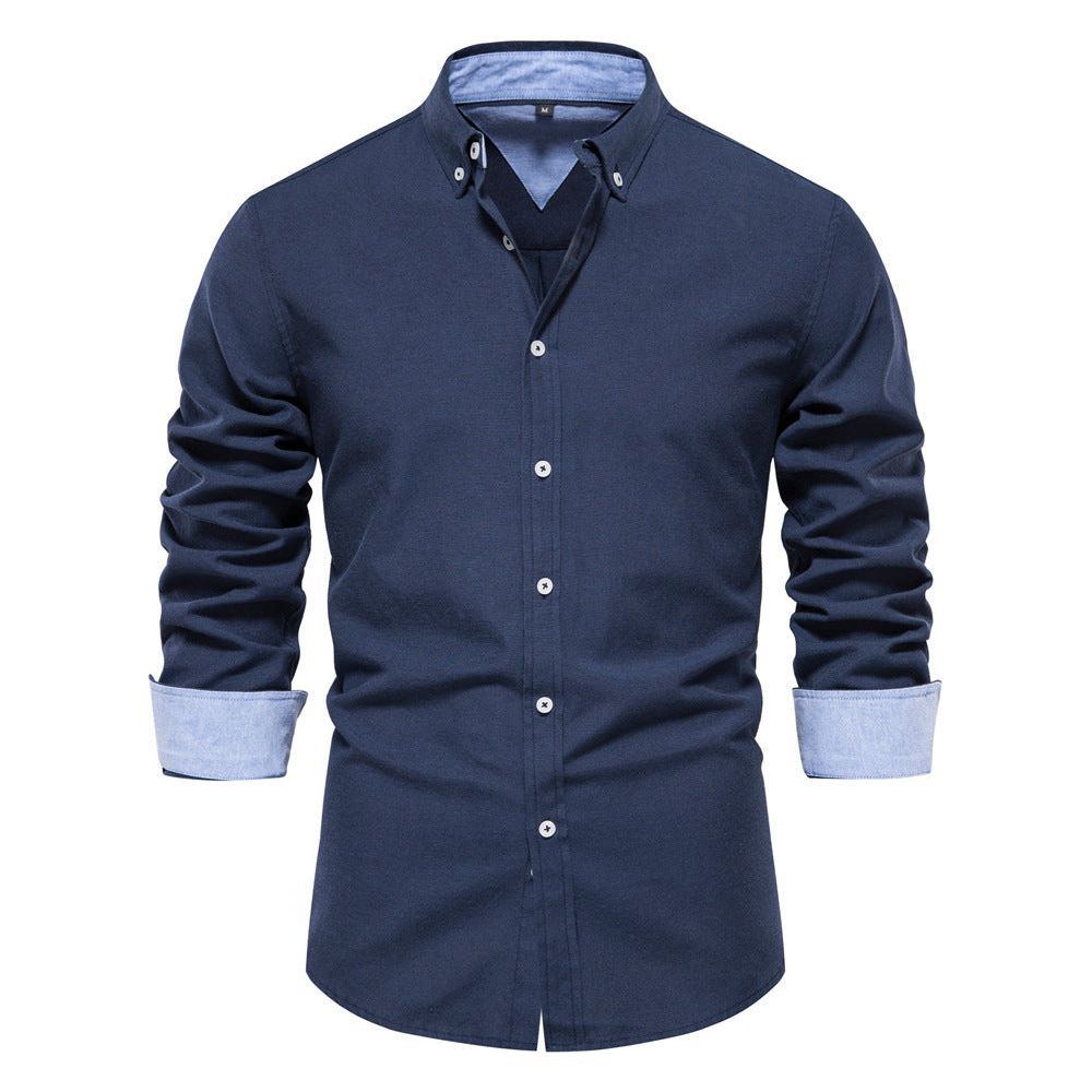 Men's Fashion Casual All-matching Solid Color Long-sleeved Top - Jointcorp