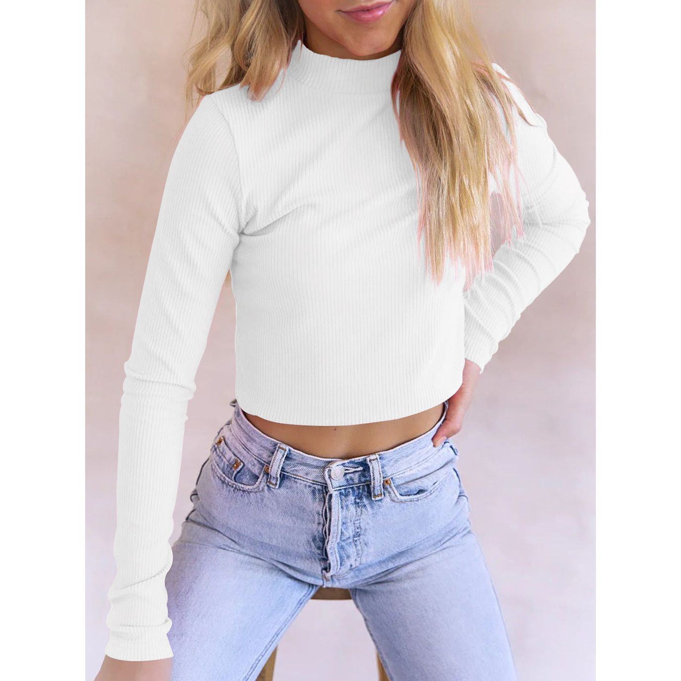 Women's Fashion Casual Bottoming Tight T-shirt Knitwear