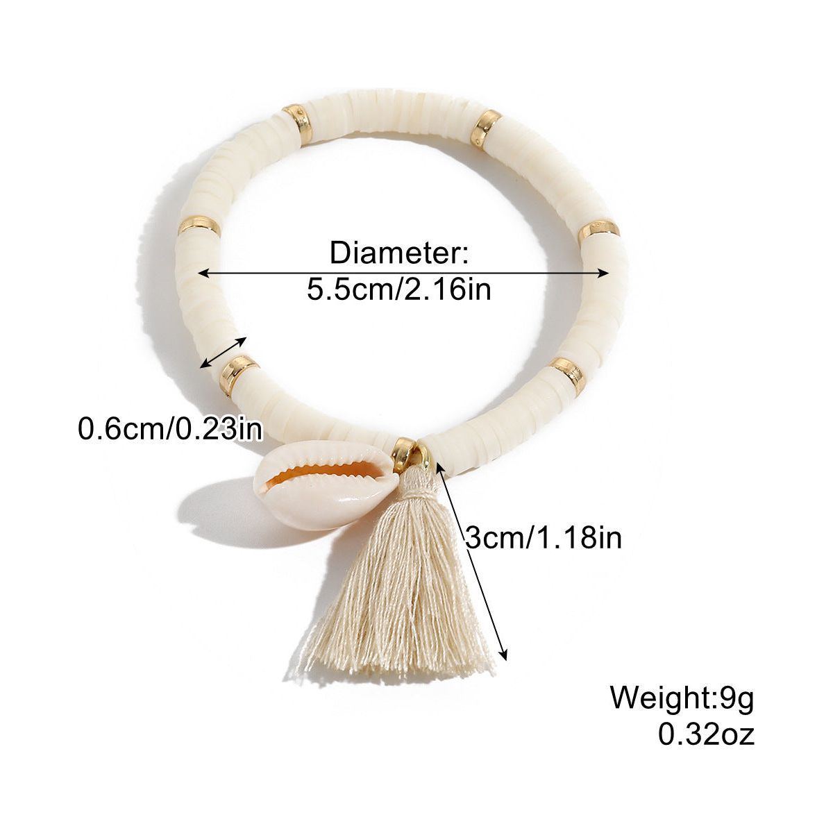 Multicolored Tassel Polymer Clay Shell Bohemian Bracelet - Jointcorp