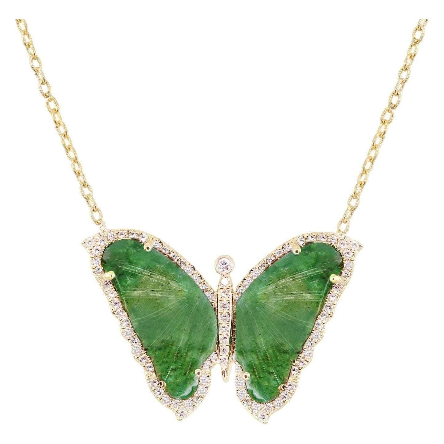 Acrylic Small Butterfly Oil Dripping Full Zirconium Necklace - Jointcorp