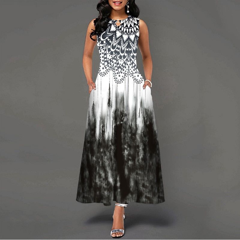 Women New Loose Floral Vintage Hole Ruffles Befree Dress Large Big Summer Camis Party Elegant Maxi Dresses