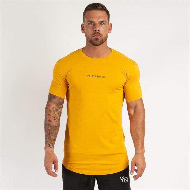 Men's T-shirts Cotton round neck slim Gym Sports Fitness T-Shirt Fashion Men's Clothing - Jointcorp