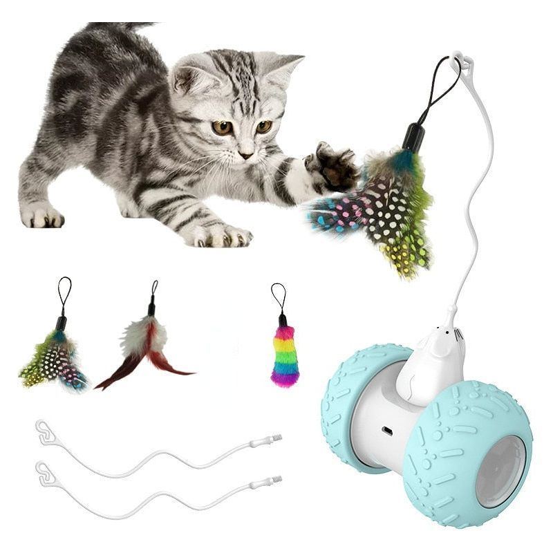 Interactive Cat Toys for Indoor Cats, Automatic Kitten Toys Electronic with Mouse and 3 Feathers for Cats to Play Alone Exercise - Jointcorp