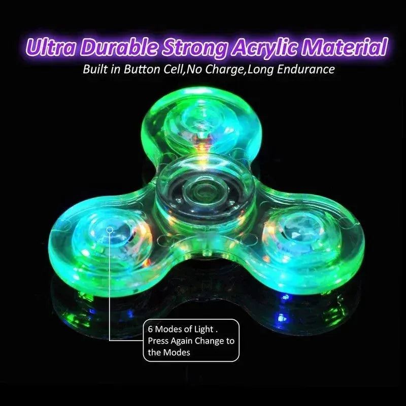 Transparent Luminous LED Light Fidget Spinner Hand Top Spinners Glow In Dark Light EDC Figet Spiner Finger Stress Relief Toys