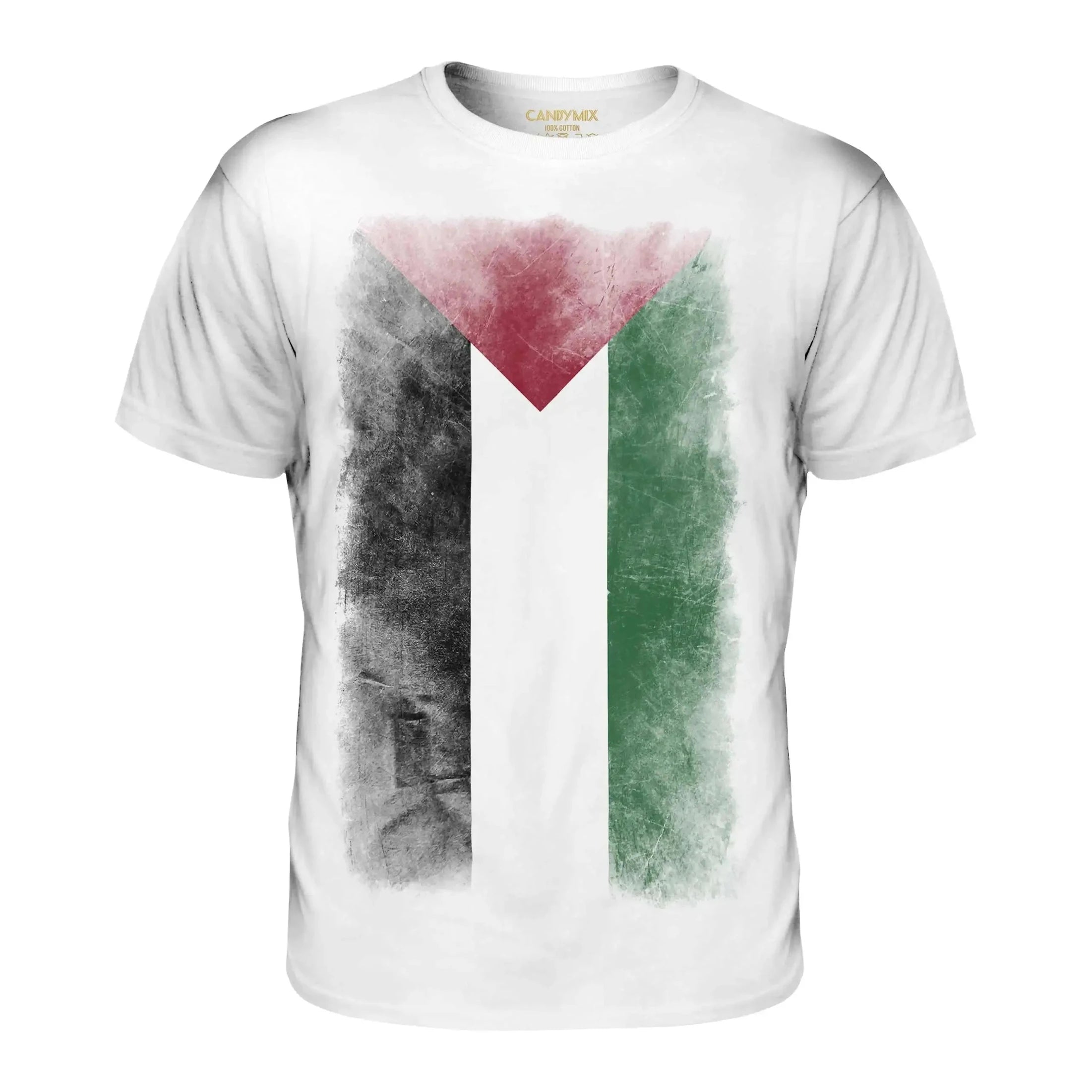Palestine Faded Flag Mens T-Shirt Short Sleeve Casual Cotton O-Neck T Shirt