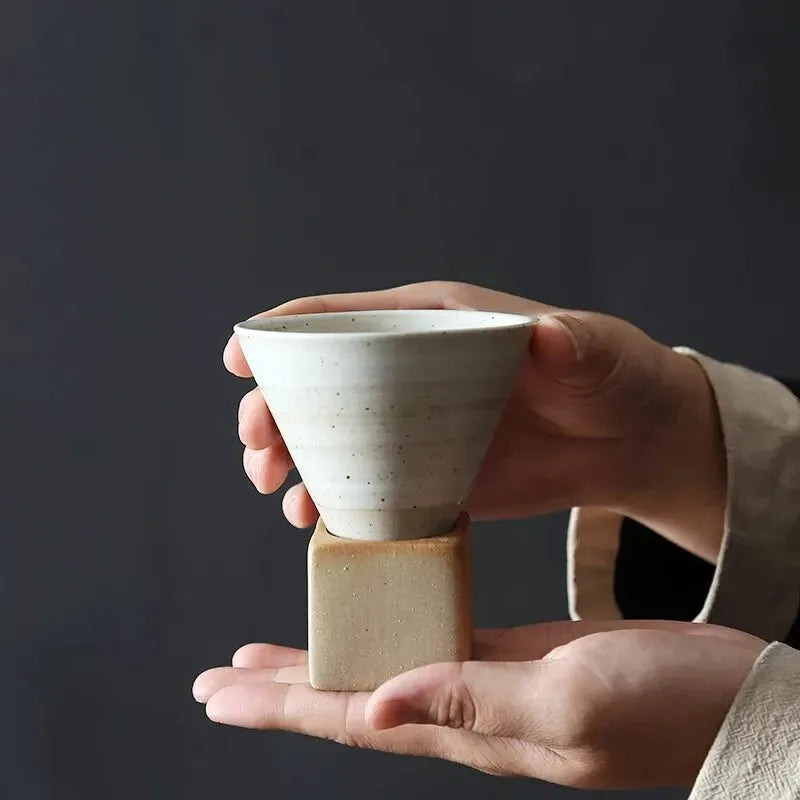 Retro Ceramic Coffee Mug Rough Pottery Tea Cup Japanese Latte Pull Flower Porcelain Cup Creative Pottery Coffee Cup 200ml