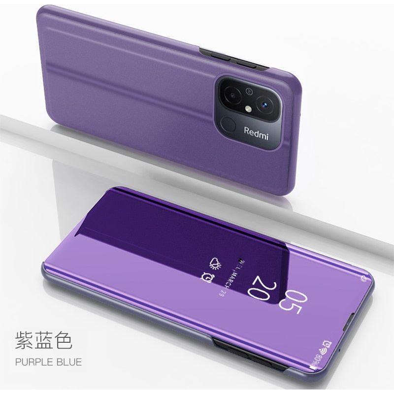 Xiaomi Redmi 12C Case Smart Mirror View Magnetic Flip Leather Stand Phone Case For Xiaomi Redmi 12C 12 C Redmi12C Back Cover - Jointcorp
