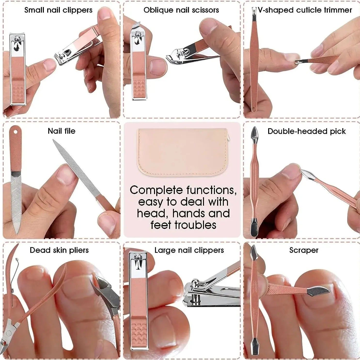 Nail Clipper Set Stainless Steel 12-piece Black Nail Clipper Nail Tool Set Nail Clipper Complete Nail Tool Pedicure to Remove De