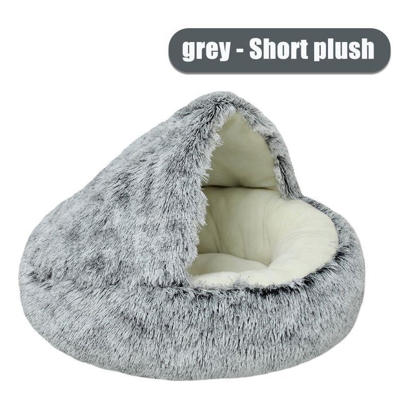 New Pet Bed Winter Soft And Comfortable Warm Shell Semi-enclosed Cat Mattress Cute Pet Cat Bed Kennel Dog Sleep Protector - Jointcorp