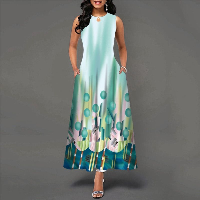 Women New Loose Floral Vintage Hole Ruffles Befree Dress Large Big Summer Camis Party Elegant Maxi Dresses - Jointcorp