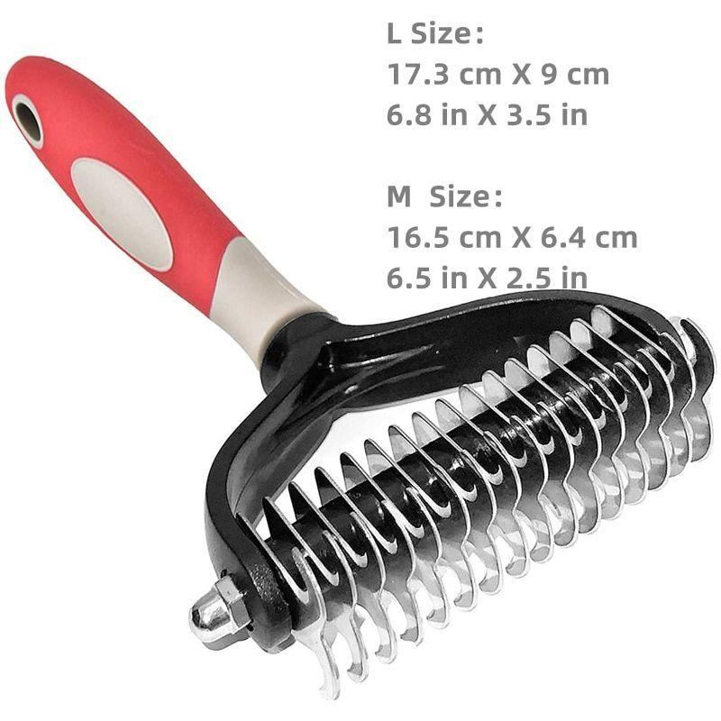 Professional Pet Deshedding Brush 2 Sided Dematting Dog Comb Cat Brush Rake Puppy Grooming Tools Undercoat Shedding Flying Hair - Jointcorp