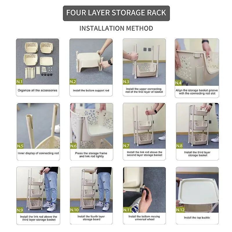 Kitchen Storage Rack Floor Mounted Multilayer Fruit And Vegetable Basket Household Removable Snack Toy Storage Artifact