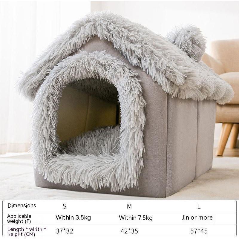 Foldable Cat House Winter Warm Chihuahua Cave Bed Cat Basket for Small Dogs Warm Mat Kennel Puppy House Deep Sleep Pet Supplies - Jointcorp