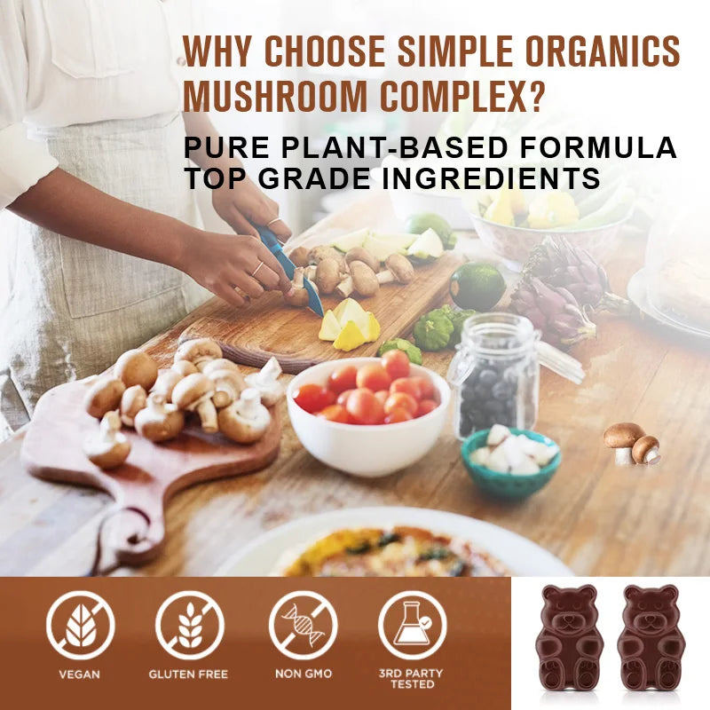 Beworths Lion's Mane Mushroom Complex Gummies Brain Memory Booster Focus & Mood Health Relieve Stress Relax Your Body