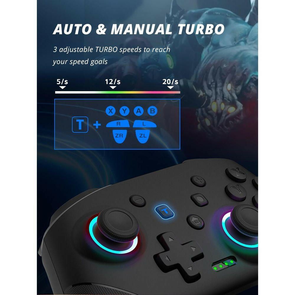 Wireless Controller For Nintendo Switch OLED Console Pro Gamepad with 600Mah Rechargeable Battery Programmable Turbo Function