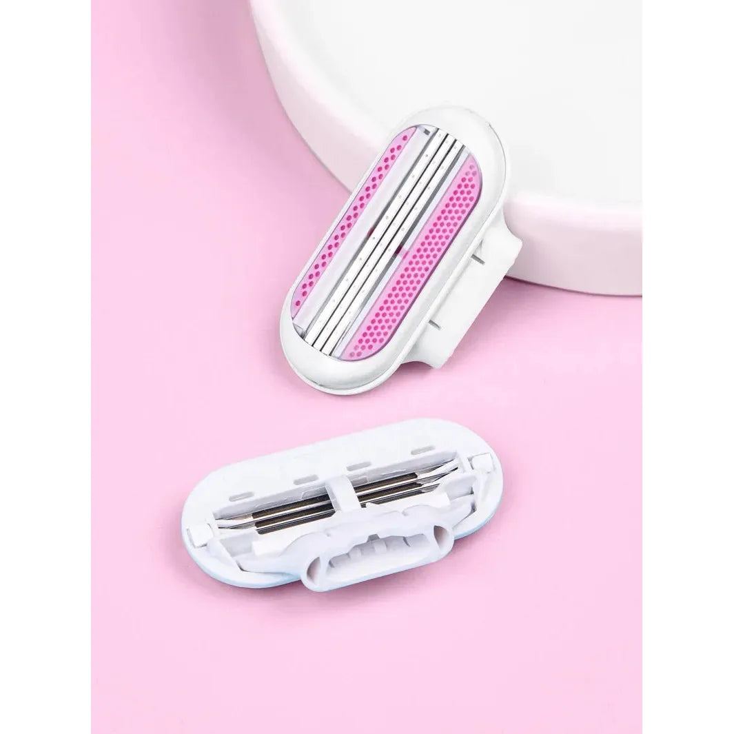 ( 1 Handle + 8 Blades ) Women Safety Razor Blades Face/ Leg/ Armpit/ Bikini Beauty Hair Removal Shaving Compatible Venus Shaver