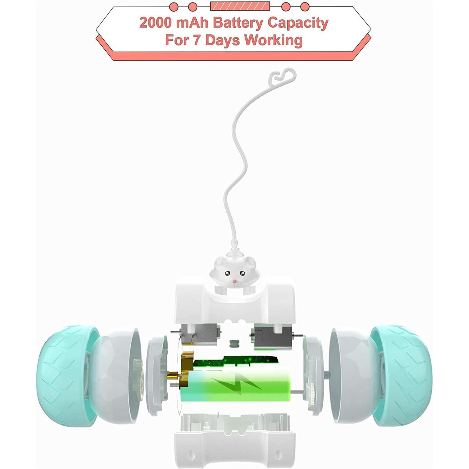 Interactive Cat Toys for Indoor Cats, Automatic Kitten Toys Electronic with Mouse and 3 Feathers for Cats to Play Alone Exercise - Jointcorp