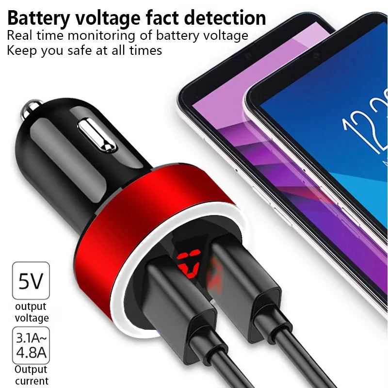 Car Charger 2 USB Ports Fast Charging Digital Display Car Accessories For Honda Civic Accord Crider City Inspire Odyssey Envix