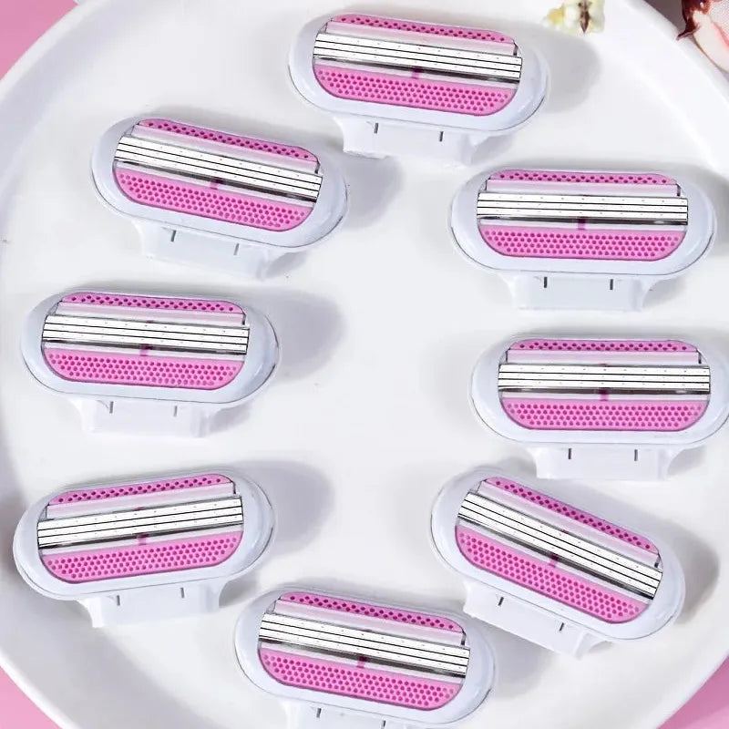 ( 1 Handle + 8 Blades ) Women Safety Razor Blades Face/ Leg/ Armpit/ Bikini Beauty Hair Removal Shaving Compatible Venus Shaver