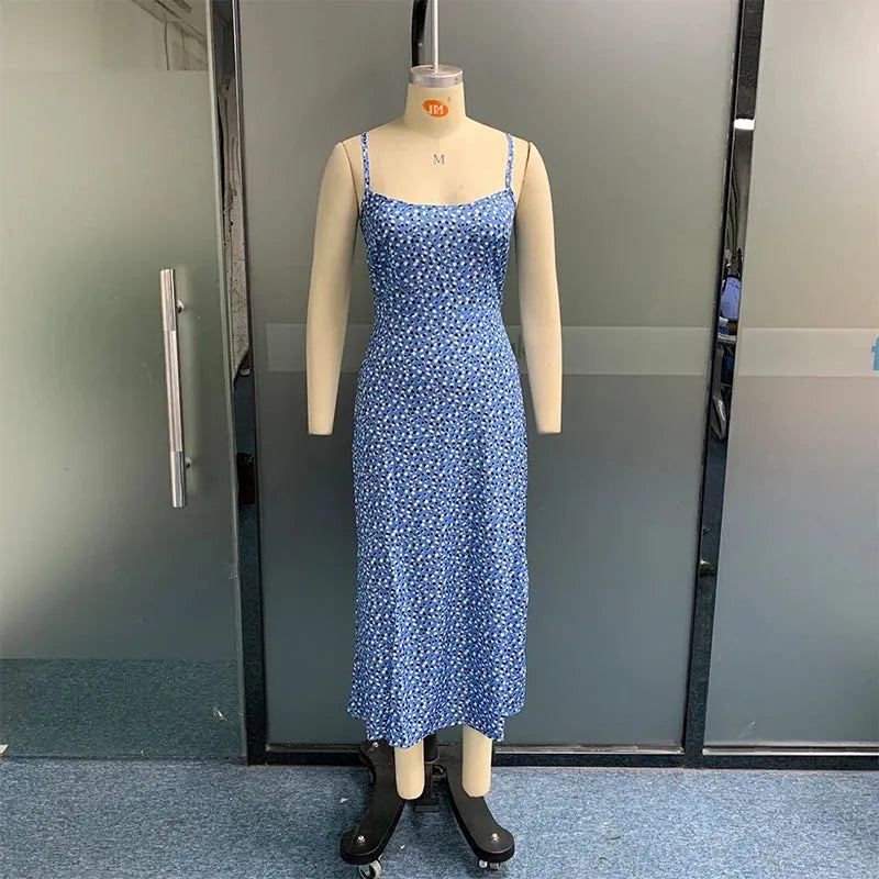 Women Maxi Dress Summer Fashion Square Neck