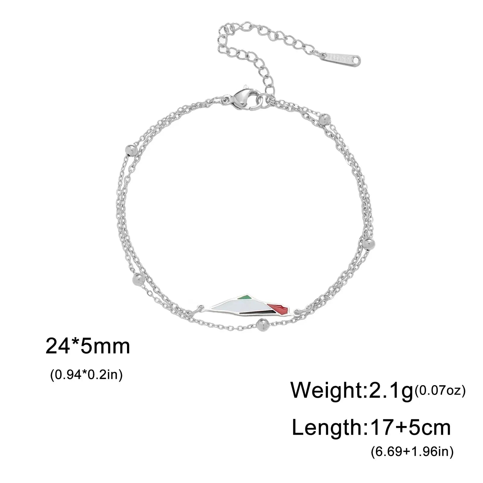 LIKGREAT Drip Oil Map Shape Stainless Steel Bracelet Double Chain Colorful Enamel High Quality Jewelry Gift for Women Men