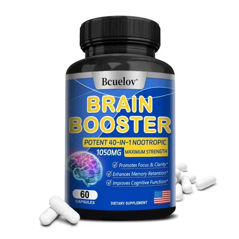 Powerful 14-in-1 Brain Booster - Supports Brain & Nervous System Health, Promotes Focus & Clarity, Boosts Cognitive Antioxidant