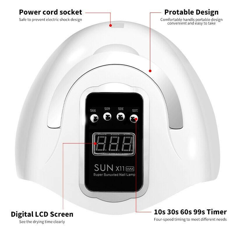 SUN X11 MAX Professional Nail Drying Lamp for Manicure 280W 66LEDS Gel Polish Drying Machine with Auto Sensor UV LED Nail Lamp