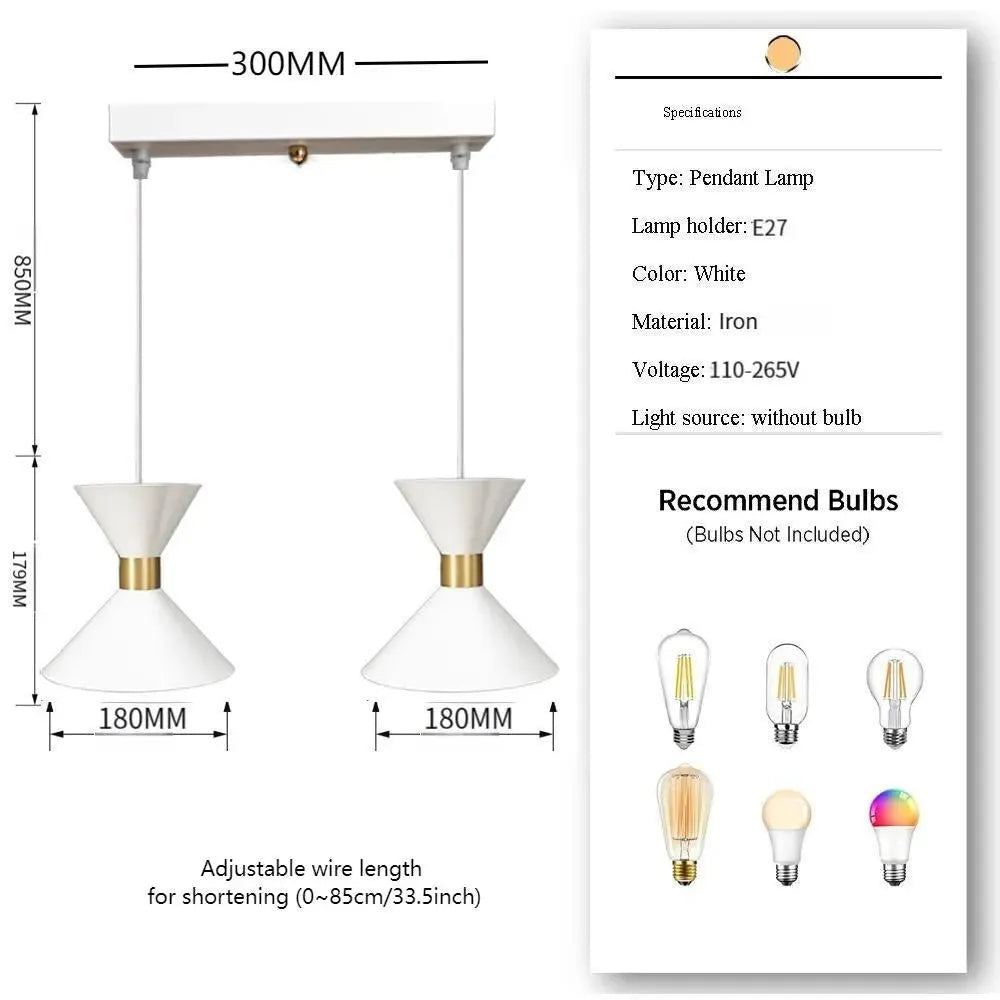 Simple Design Dining Table E27 Head Chandelier, Single/Double Head Two Specifications 110V~265V Restaurant Bar Room Decor Light