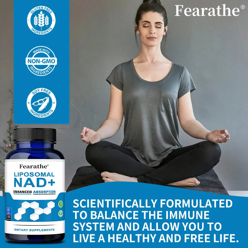 Liposomal NAD+ with Trimethylglycine, Maximum Absorption, NAD+ Boosting Supplement, Anti-Aging, Cellular Energy, DNA Repair